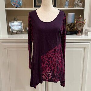 💜 Chalet Purple & Magenta Asymmetrical Tunic Top – Size Small (Made in USA)